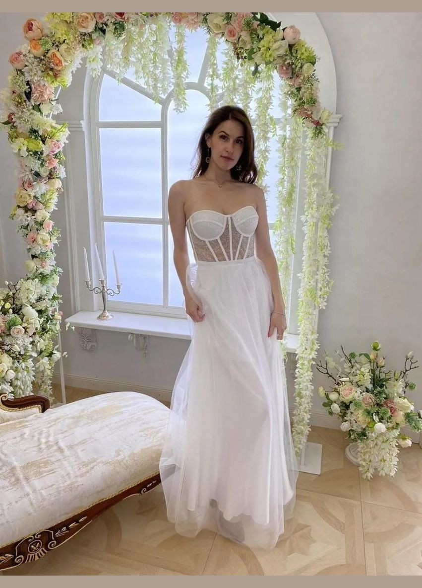 Білий вечірня плаття а-силует ODDI однотонна