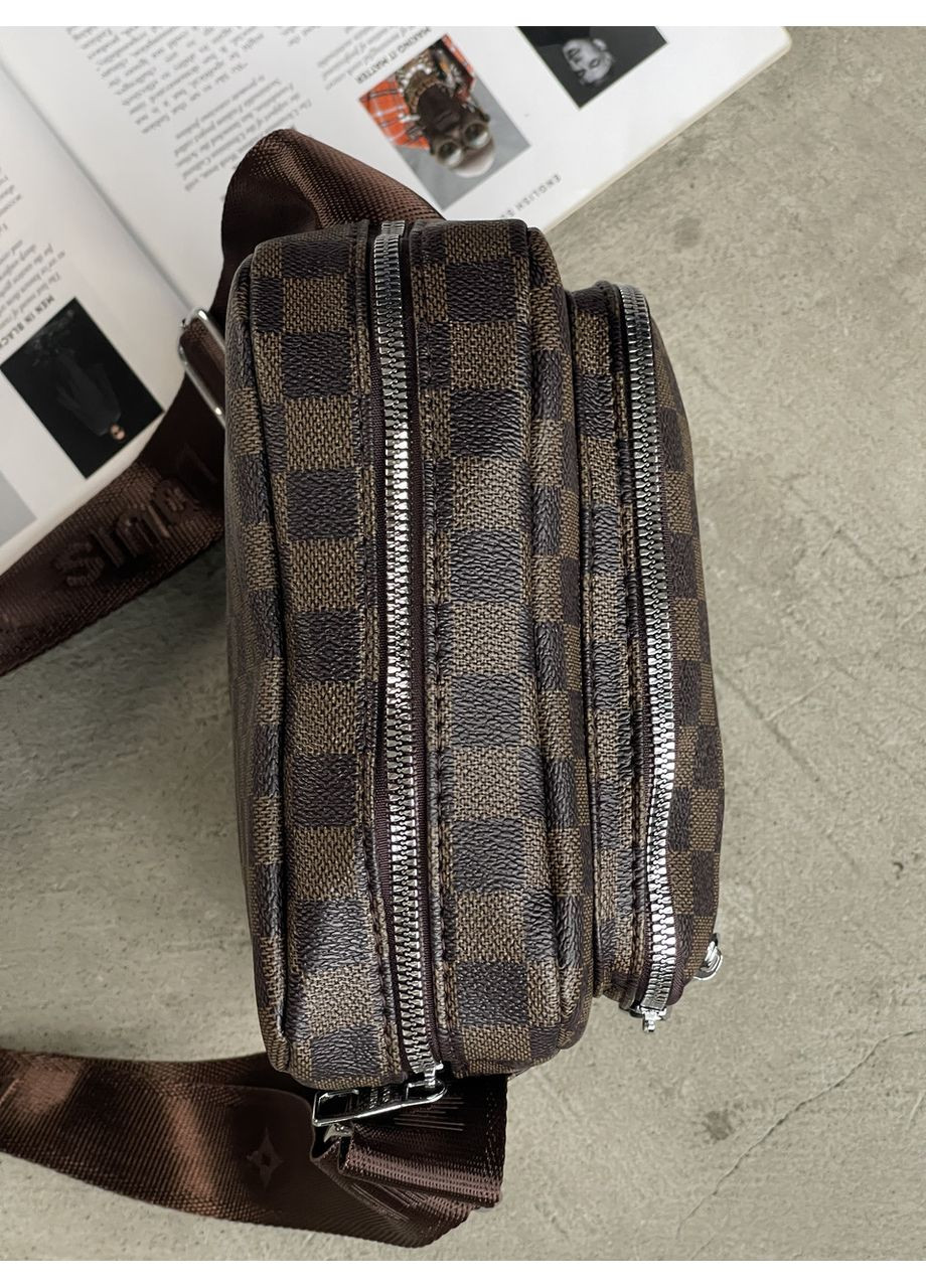 Чоловіча сумка месенджерчерез коричневий плече в клітку No Brand (369935599)