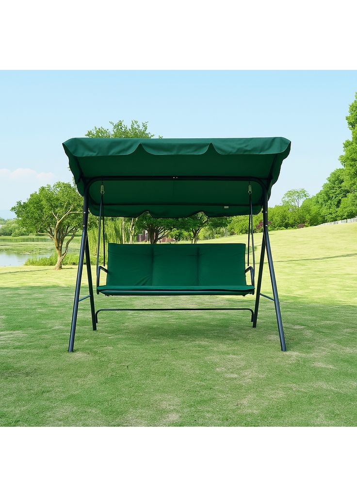 Водонепроникна гойдалка з подушками на 3 особи Зелена LEOBRO (360394248)