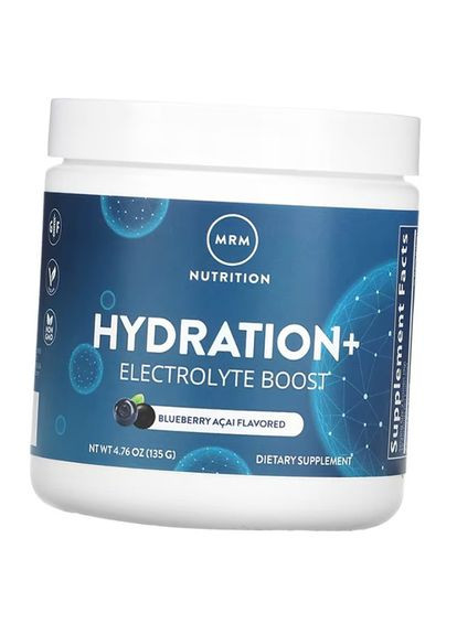 Гідратація та підвищення рівня електролітів, Hydration + Electrolyte Boost, 135г Черника-асаи (36122007) MRM (322727440)