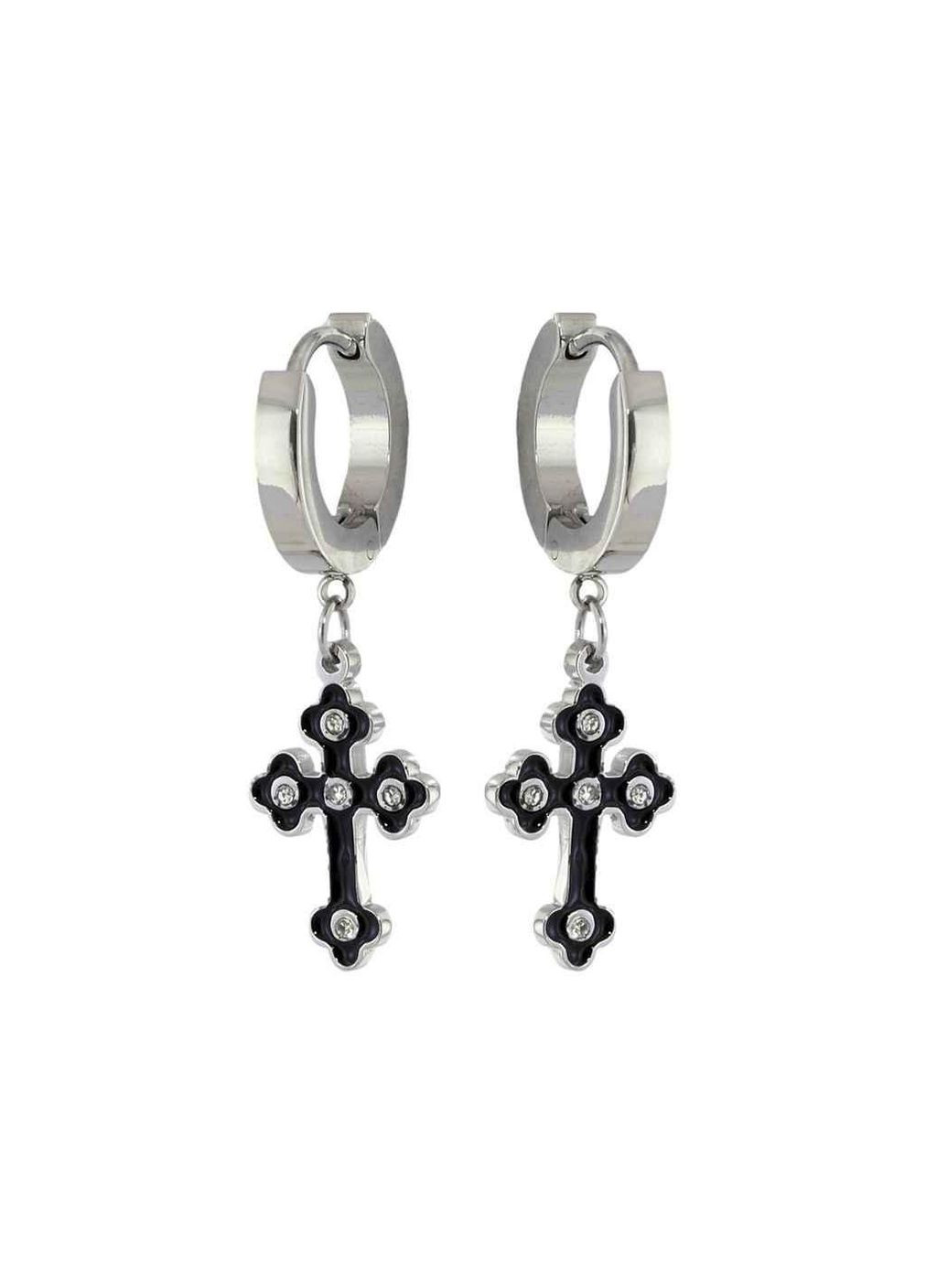 Серьги Stainless Steel Родий подвески на колечках «Крестики» (215114) ТМ Xuping (315140158)