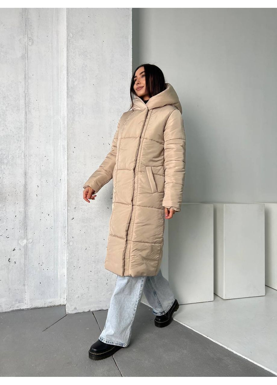 Бежевая зимняя зимняя куртка на змейке + кнопки Stylish Touch