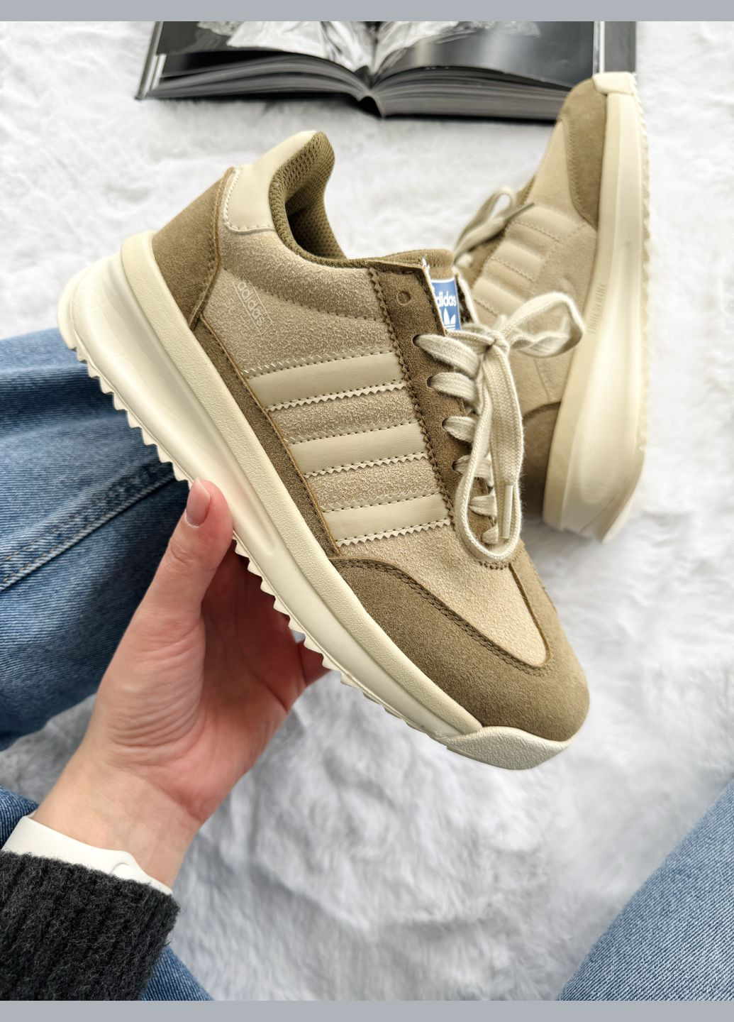 Кроссовки женские Adidas SL 72 RTN Beige Brown | Адидас СЛ 72 бежевые No Brand бежевые демисезоны (341485833)