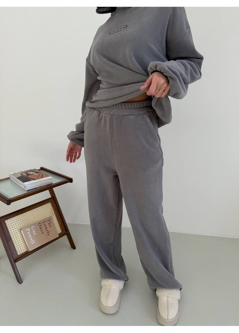 Жіночий флісовий костюм оверсайз: худі + штани MonCher (363849238)