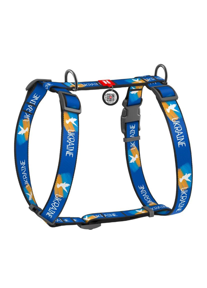 Шлей для собак анатомічний з QR-паспортом, малюнок "Ukraine", розмір S(A:30-40 см, B:30-50 см), ширина 15 мм Collar (367725352)