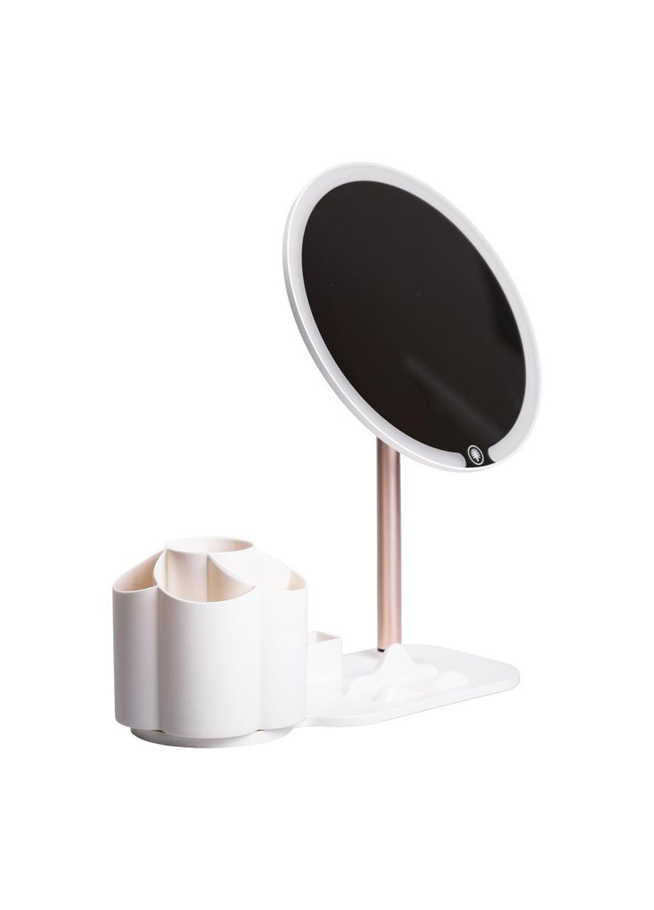 Зеркало для макияжа с подсветкой круглое настольное Ø21 см с подставкой Белое HP-10-9AW (A-033803) Yiwu (361857186)