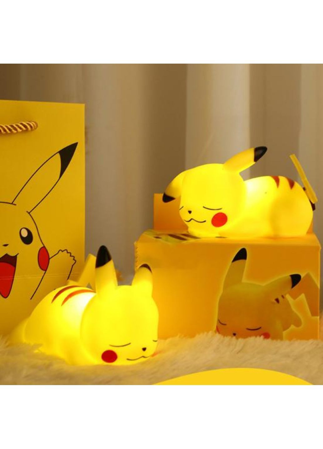 Ночник детский Пикачу 10 см желтый LED, прикроватный светильник для детей 7-12 лет и старше No Brand (364191284)