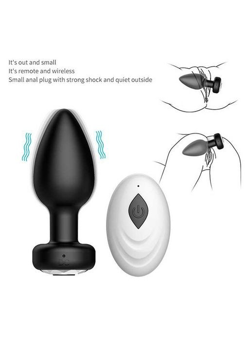 Анальная пробка Equinox USB с Д/У - Черный - 9*3,5 см - Анальные игрушки Magic Motion (354826452)