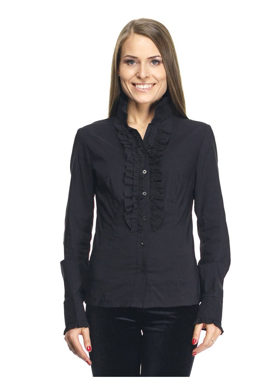 Черная деловая рубашка с рюшами 2 Льва (358068604)