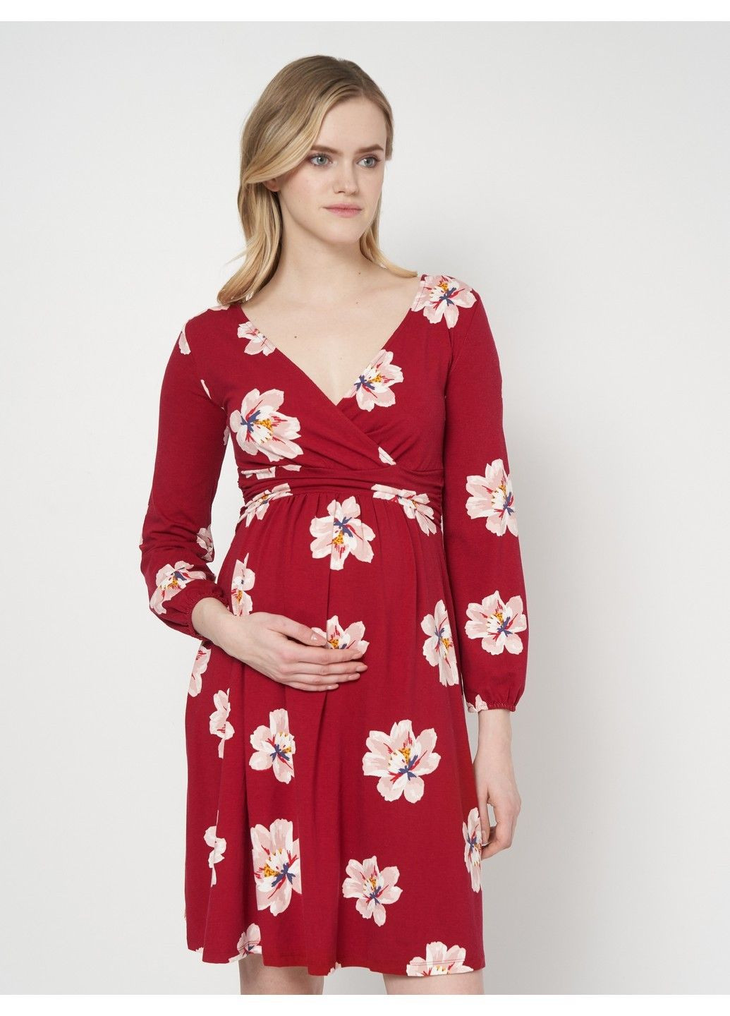 Красное кэжуал платье для беременных Old Navy с цветочным принтом