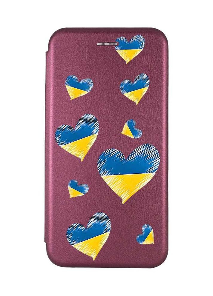 Чохол-книжка з малюнком для Samsung Galaxy A54 5G (A546) Бордовий Сердечка. Україна (принт 258) Creative (355395942)