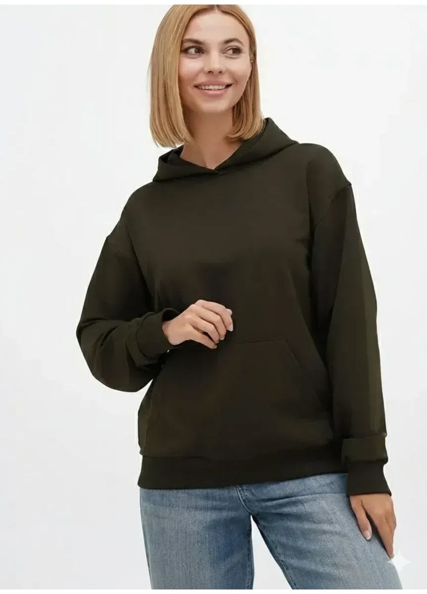 Худі оверсайз жіноче без шнурків хакі HiBrand (371014178)