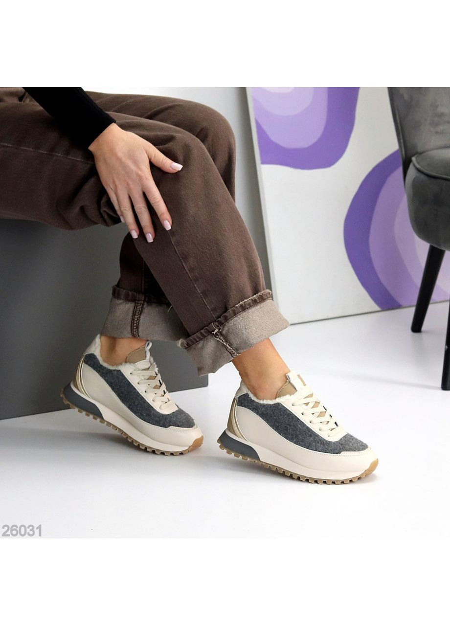 Зимние кроссовки Helen бежевые зима (370813403)