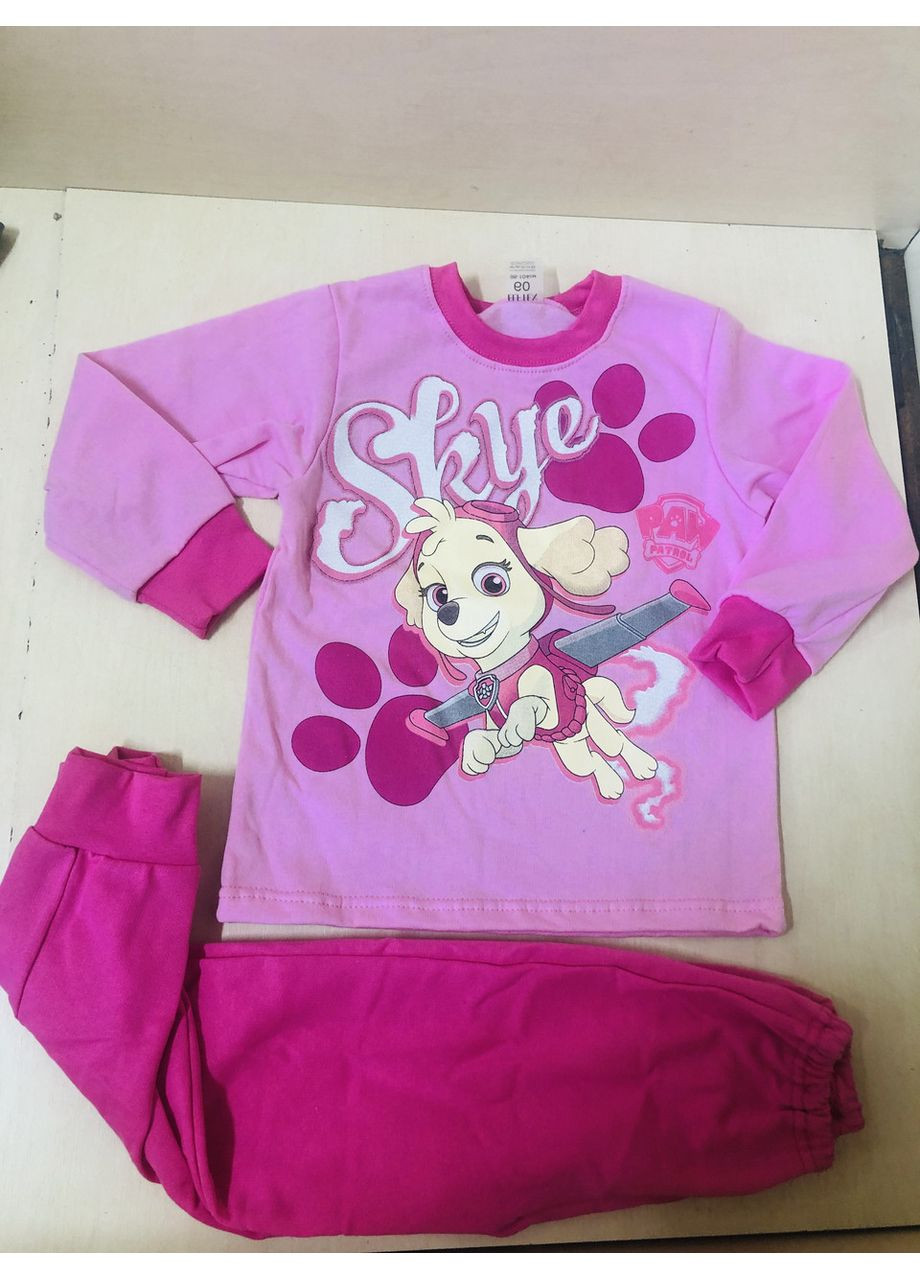 Рожева зимня тепла піжама для дівчинки щенячий патруль байка розмір 86 92 98 104 110 116 122 128 No Brand