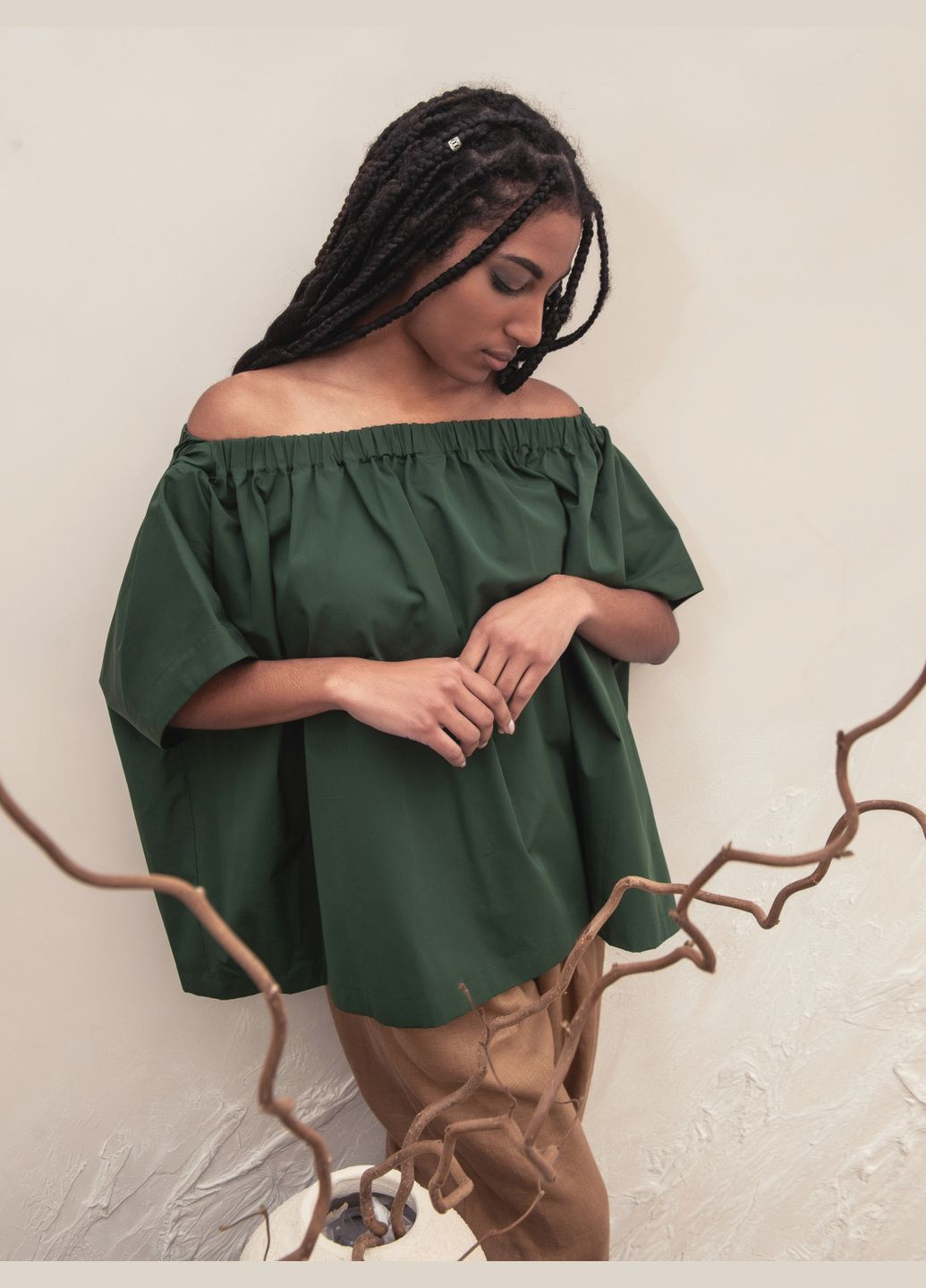 Літній бавовняний топ oversize з еластичною горловиною HankaKohana Linda (323143539)