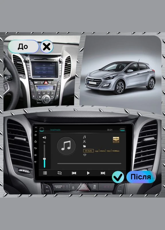 Штатная магнитола D9-002 для Hyundai i30 II Рестайлинг 2015-2017 экран 9" 6/128Gb Decker (378900282)