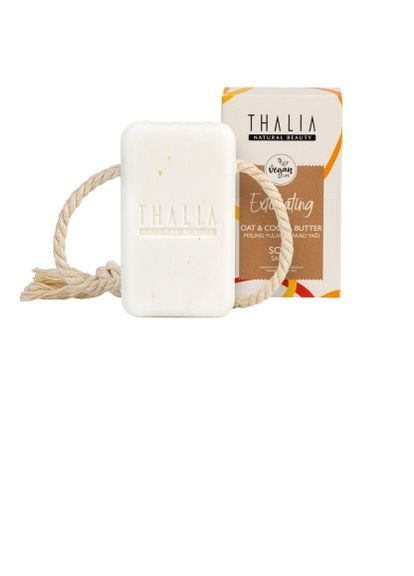 Натуральное отшелушивающее мыло для лица и тела с маслом какао и овсяными отрубями, Thalia (287339459)