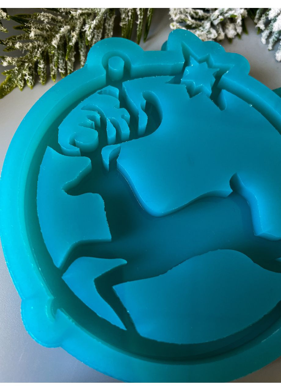 Молд Олень у колі з зіркою для новорічних іграшок на ялинку силіконова форма для епоксидної смоли No Brand (370567154)