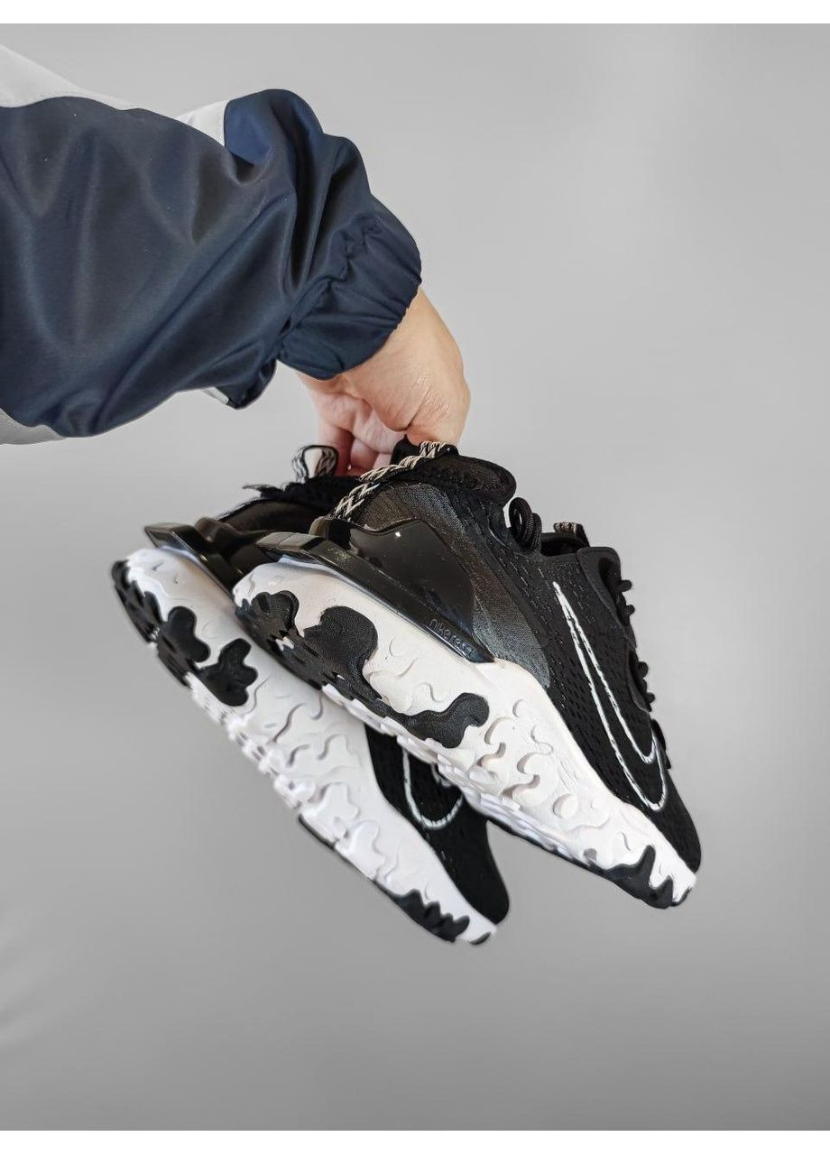 Черные демисезонные кроссовки мужские nike react vector black / white найк реакт висион No Brand