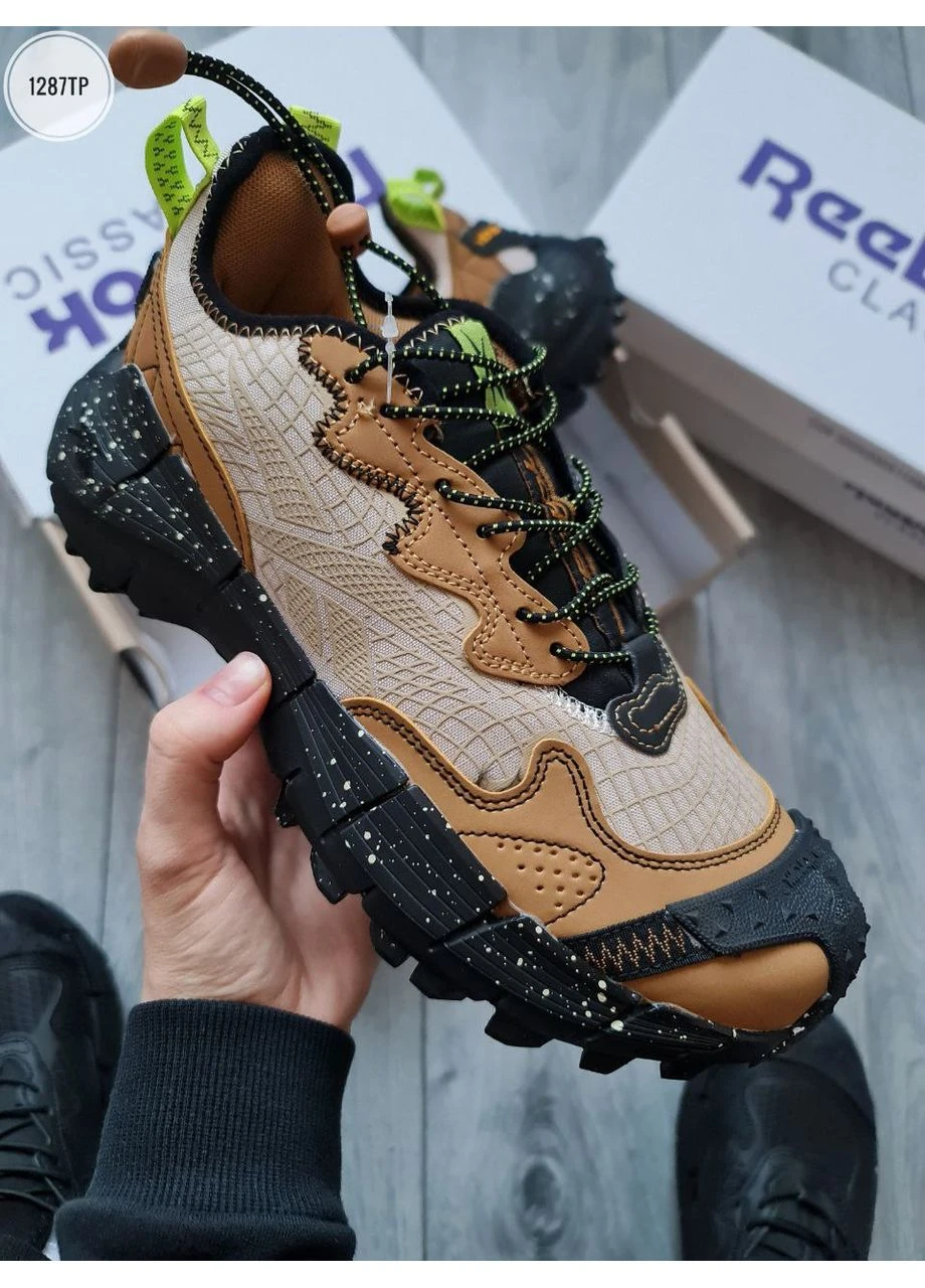 Бежевые демисезонные кроссовки мужские reebok zig kinetica ii edge gore-tex brown/beige рибок зиг едж бежевые No Brand