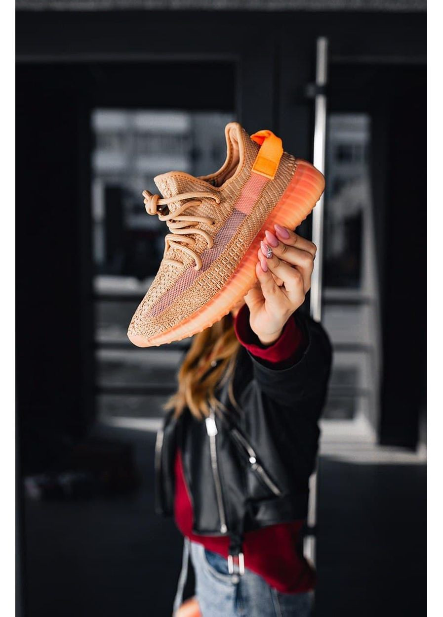 Помаранчеві Осінні кросівки чоловічі adidas yeezy boost 350 v2 clay адідас ізі буст No Brand