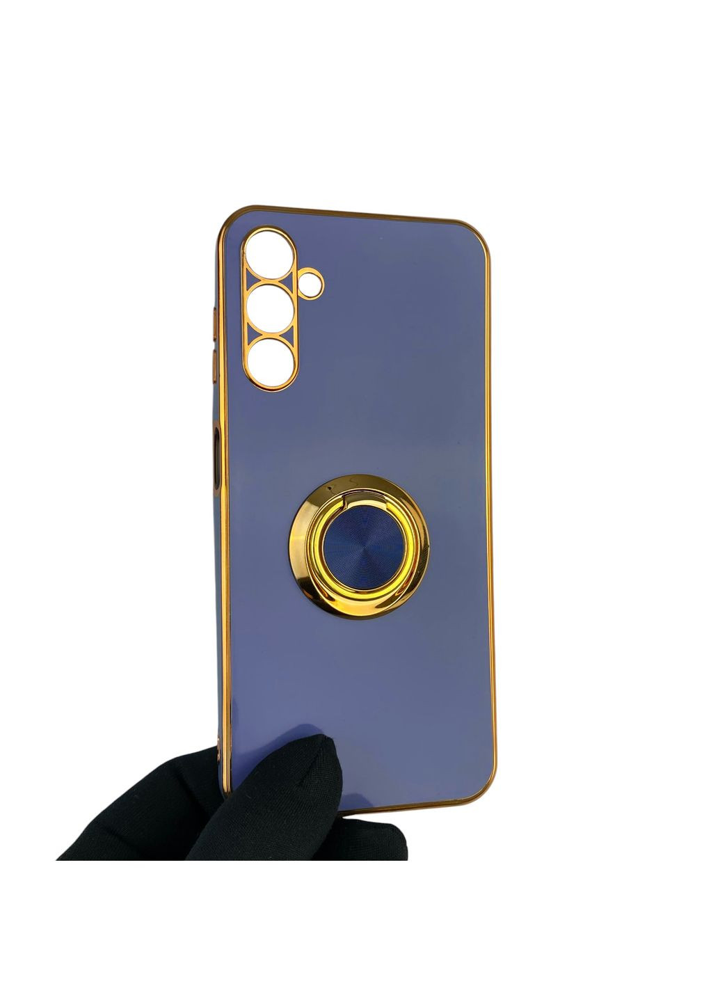 Чехол для Galaxy A14 5G SM-A146 с кольцом-подставкой с золотой окантовкой на самсунг а14 синий gs1 Samsung (366234683)