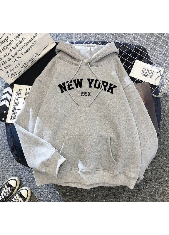 Худі Oversize з трендовим написом на флісі | Розмірна сітка в описі Vione (367075376)