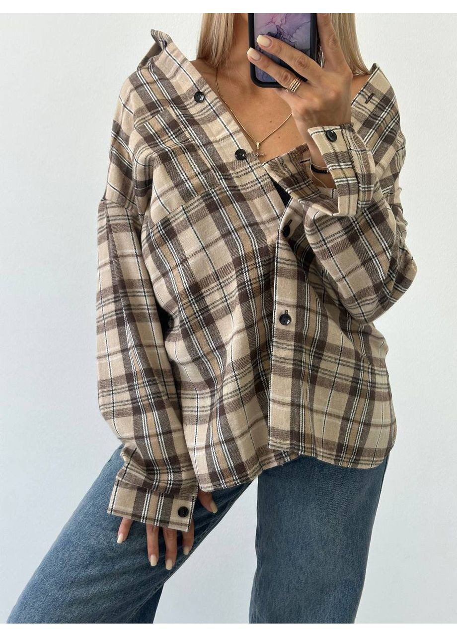 Бежевая повседневный рубашка Україна с длинным рукавом