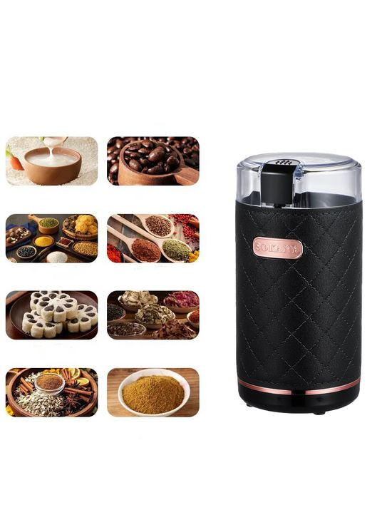 Електрична кавомолка з лезами з нержавіючої сталі подрібнювач для кавових зерен спецій Чорна (EC336) Sokany (361161916)