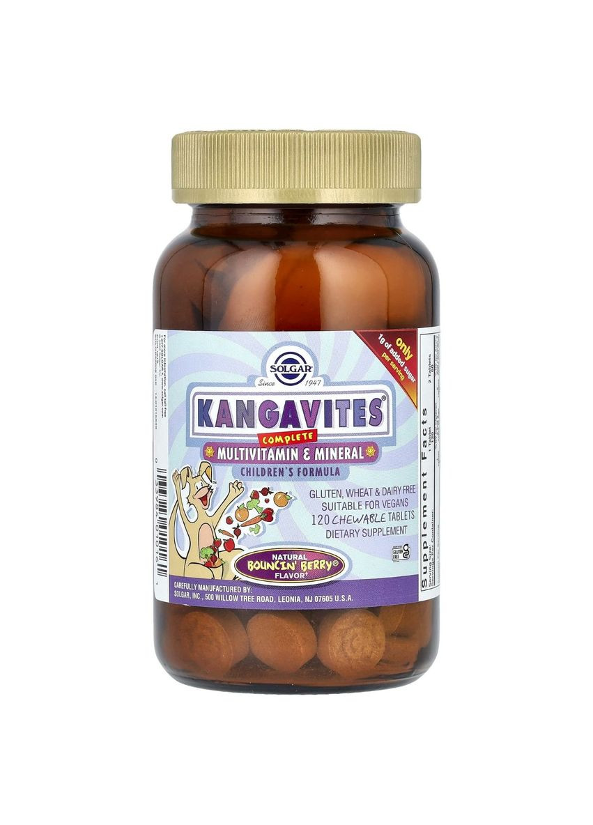Вітаміни для Дітей, Kangavites (Кангавітс), Cмак Ягід,, 120 Жувальних Таблеток Solgar (326054278)