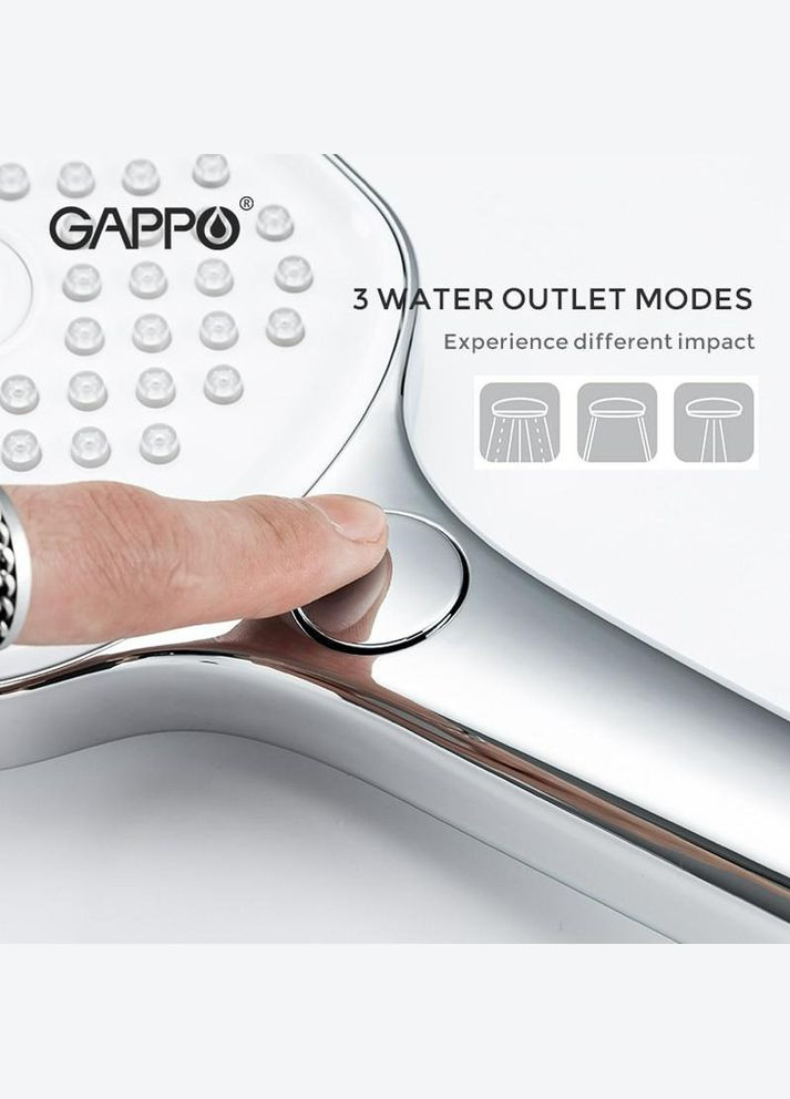 Ручний душ G001, 3режим, білий/хром GAPPO (275335557)