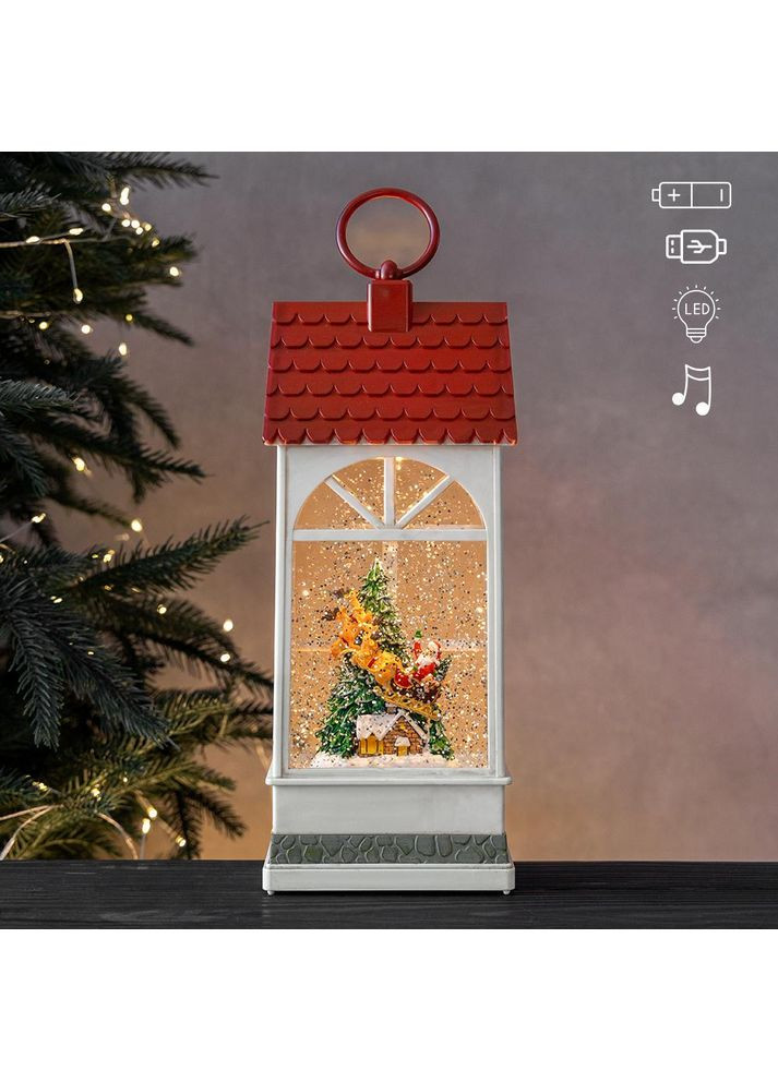 Новорічний сувенір-ліхтар Різдвяний будиночок з підсвіткою та музикою 31,5 см ELISEY (366215096)