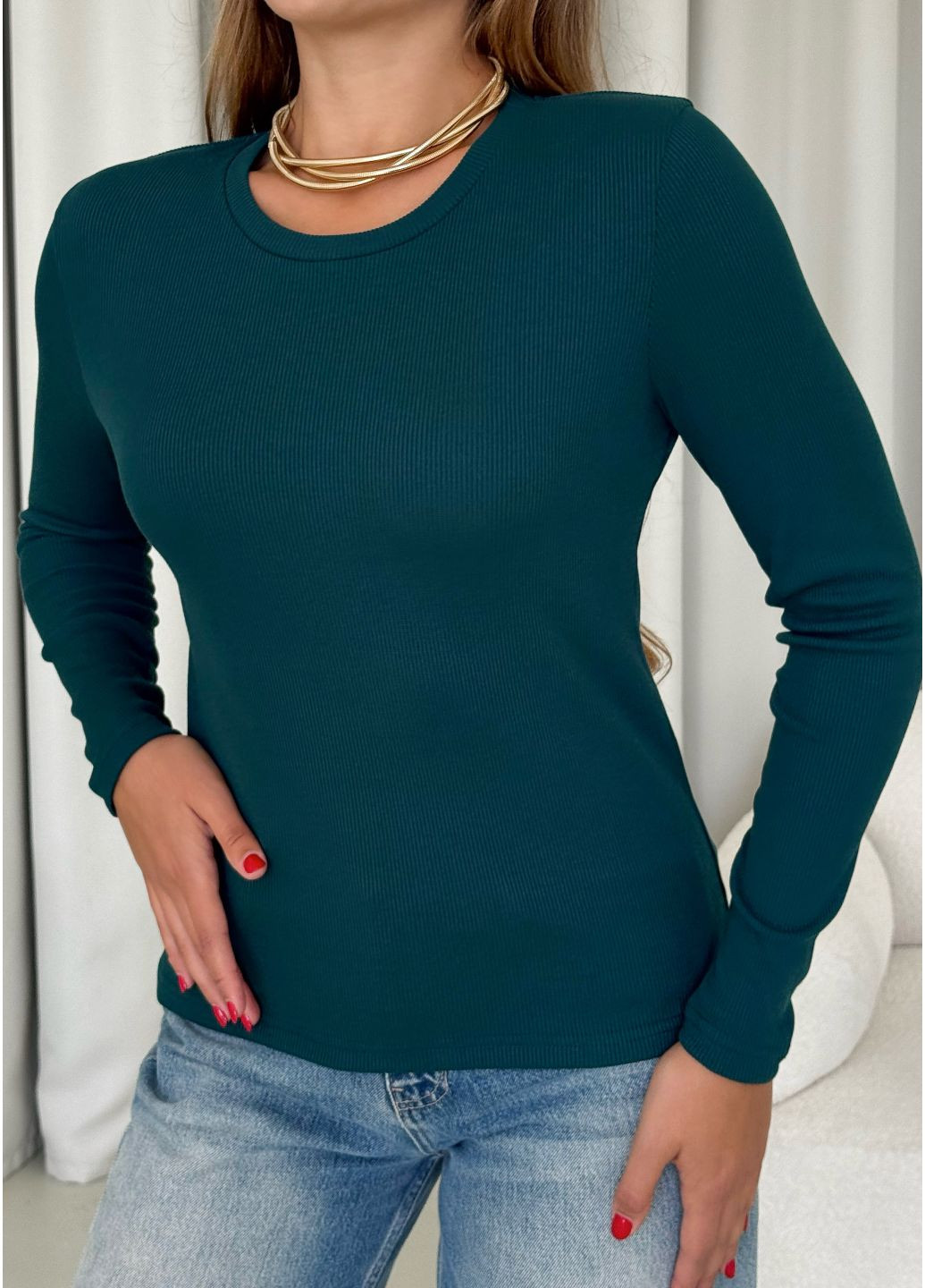 Базовый женский лонгслив в рубчик (солоха в подарок) Merlini (366074267)