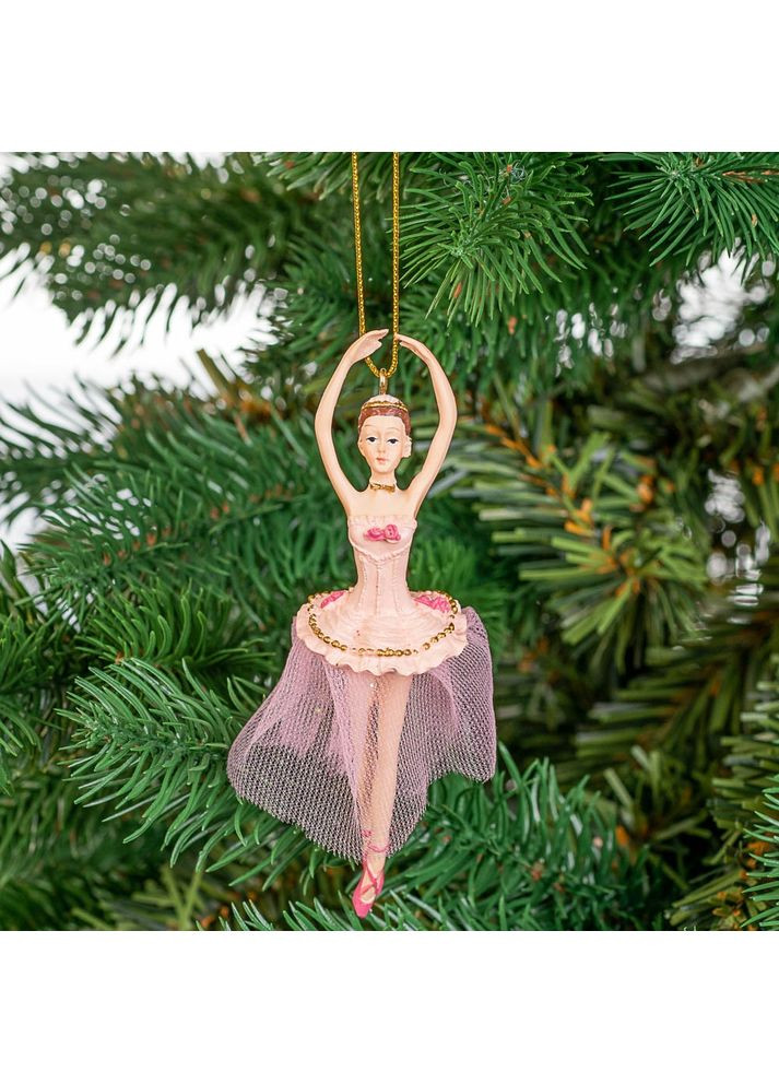 Прикраси ялинкові, новорічна підвіска Балерина в позиції (6010-012), набір 2 шт, прикраси на ялинку ELISEY (311202037)
