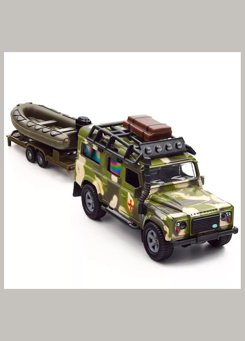 Автомодель Land Rover Defender Милитари с прицепом и лодкой (520191.270) TechnoDrive (326805796)
