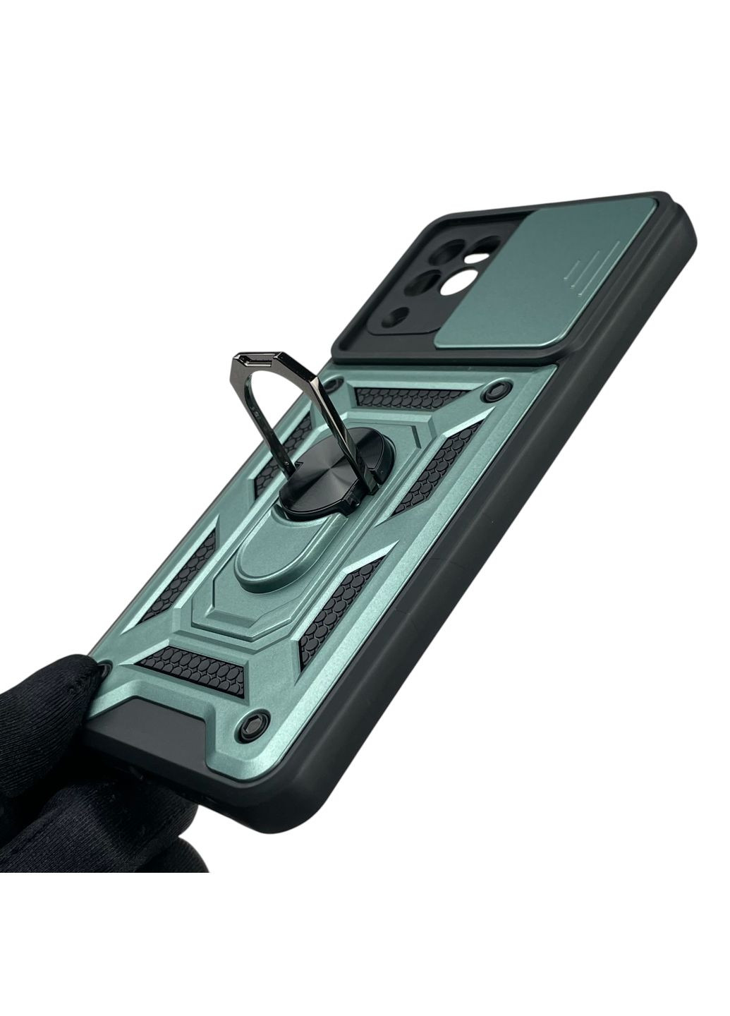 Чохол для Galaxy A22 (SM-A225) броньований з кільцем-тримачем підставкою зі шторкою на самсунг а22 зелений rg1 Samsung (366389416)
