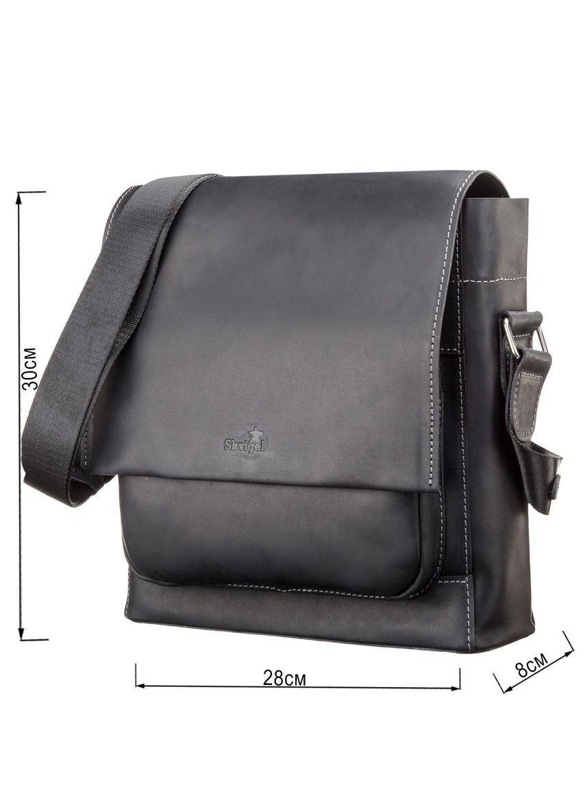 Сумка мужская 11112 кожаная Черная Shvigel (329149800)