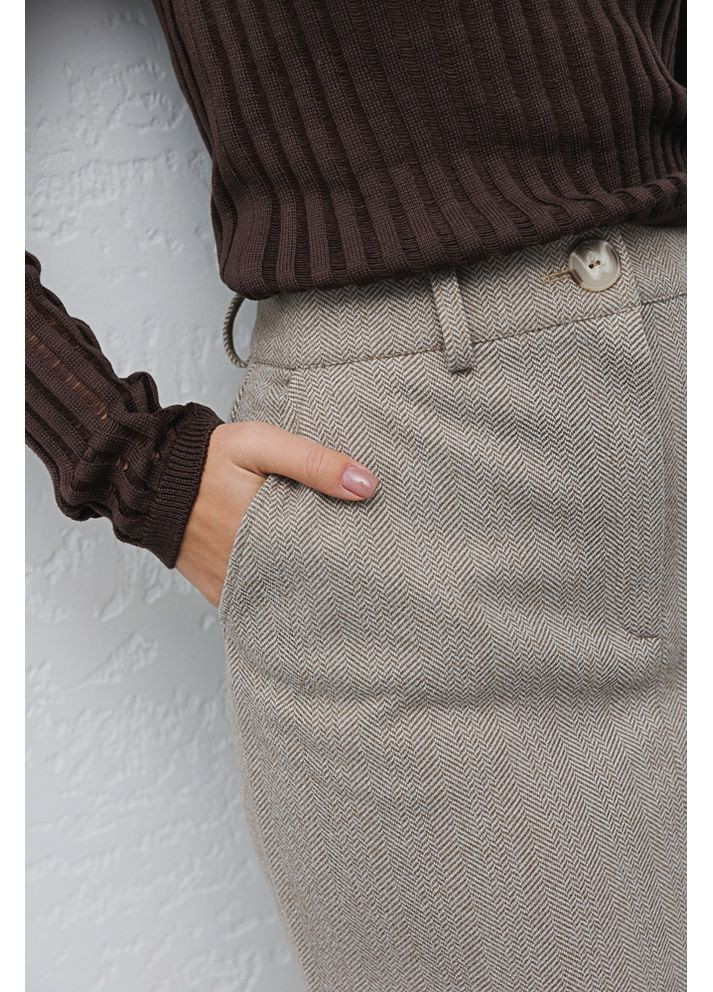 Темно-бежевая теплая юбка-карандаш темно-бежевого цвета Arjen