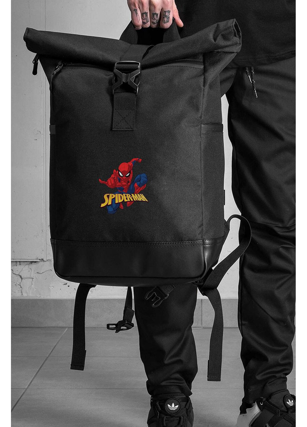 Повсякденний Рюкзак Роллтоп Шкільний Для Хлопчика З Принтом Spider-Man Black Without (360655494)