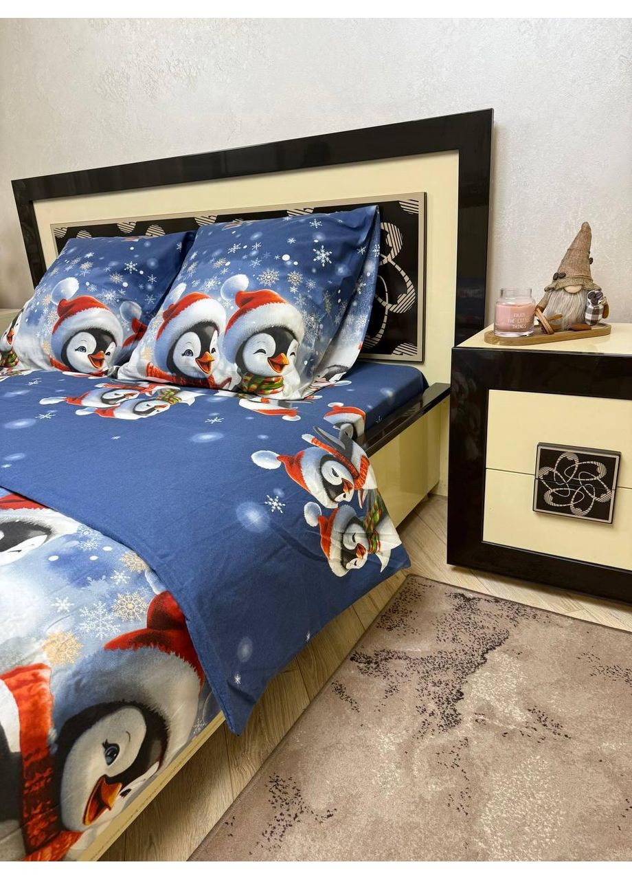 Постельное белье Двуспальное Пакистанская байка 180 x 220 см 4697 Синее 50 х 70 см No Brand (361146380)