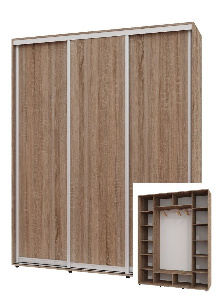 Шафа-купе тридверна 200*60*240 см Дуб Сонома трюфель 3 двері ДСП ШК-05 Алекса (356770255)