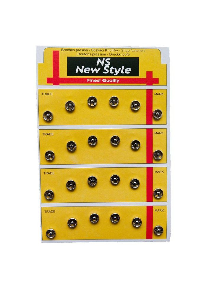 D=7,5мм, пришивные застежки-кнопки для одежды 24шт металл цвет серый Plus-plus (352749520)