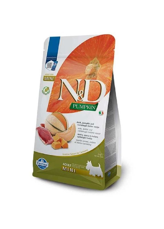Pumpkin Duck & Cantaloupe Adult Mini - Беззерновий сухий корм з качкою та динею для собак дрібних порід - 2 кг Farmina (327069362)