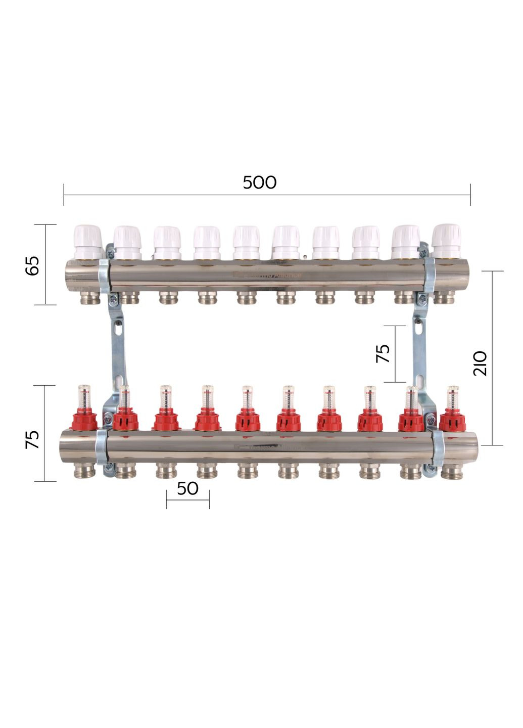 Колектор з витратомірами Standart 1" 10 виходів Thermo Alliance SD235W10 (341326681)