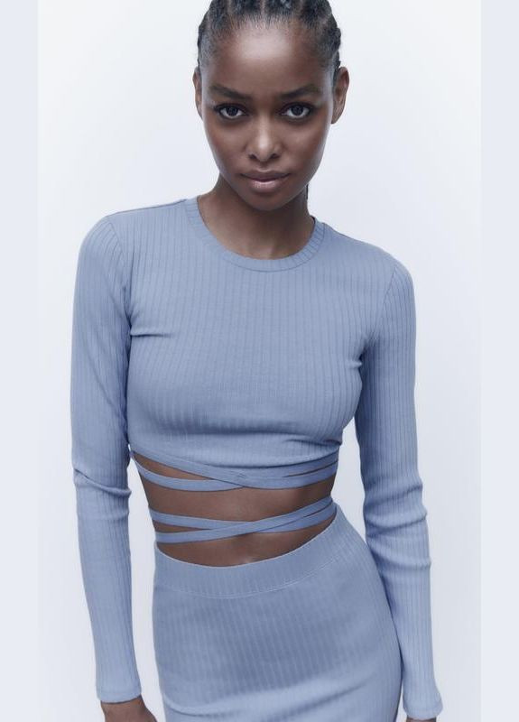 Костюм базовий трикотажний в рубчик кофта і спідниця Zara (321971147)