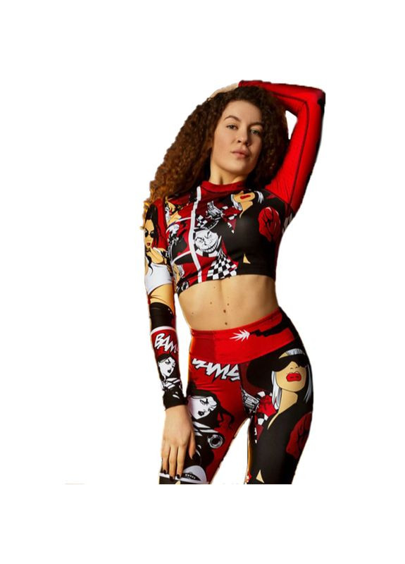 Топ з довгим рукавом T421-P80 Червоно-чорно-білий, (06399660) TOTALFIT (323024920)