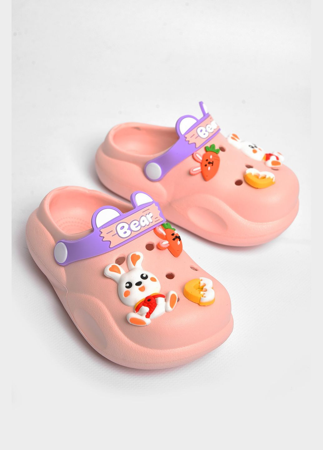 Кроксы детские розового цвета с украшением Let's Shop (297983168)