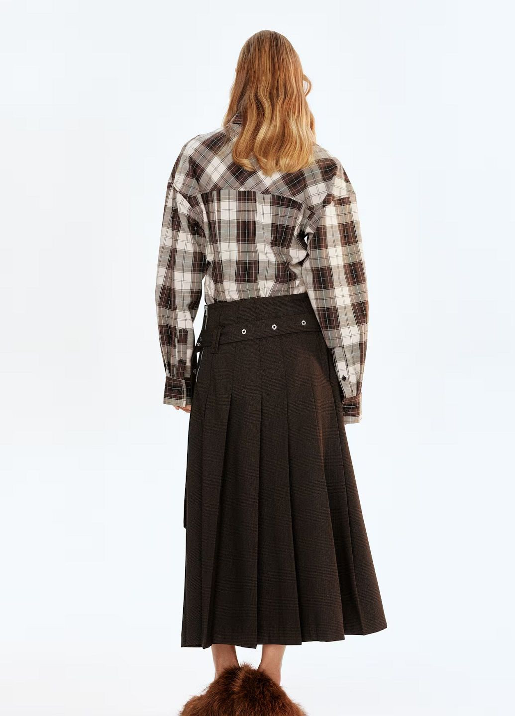 Коричневая кэжуал рубашка в клетку H&M