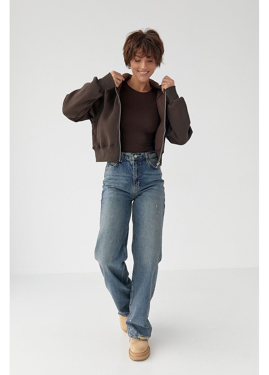 Утеплене коротке худи на блискавці Lurex (369327189)