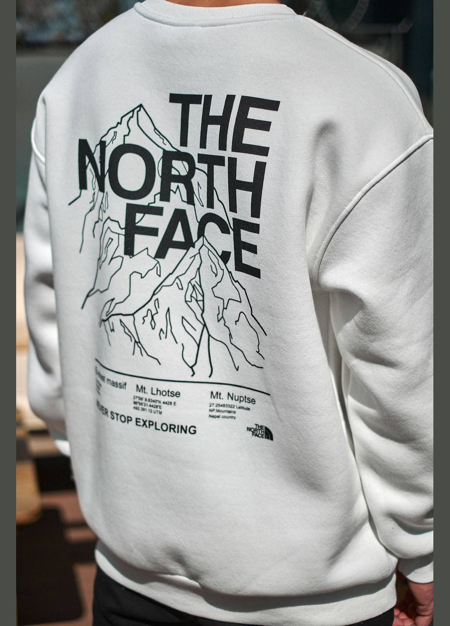 Белый стильный мужской свитшот на флисе the north face оверсайз белый (315718015)